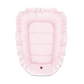 MimiNu - Cosulet bebelus pentru dormit, Baby Nest 55 x 75 cm, Cu Volanase, Din catifea, Pink