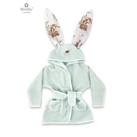 MimiNu - Halat de baie cu urechi 5 - 7 ani, Moale, Cu buzunare, Cu cordon, Din bumbac si thermirates fleece, Materiale certificate Oeko Tex Standard 100, Design, Pirates Natural