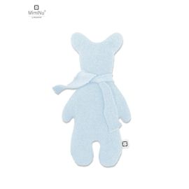 MimiNu - Jucarie textila moale pentru bebelusi, Bear Krzys, Din thermofrotte, Dimensiune 31 x 17 cm, Material certificat Oeko Tex Standard 100, Blue