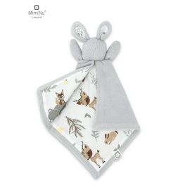 MimiNu - Lanka, Jucarie textila moale pentru bebelusi, Cu doua fete, Materiale certificate Oeko Tex Standard 100, 45 x 27 cm, Forest Friends Beige