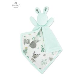 MimiNu - Lanka, Jucarie textila moale pentru bebelusi, Cu doua fete, Materiale certificate Oeko Tex Standard 100, 45 x 27 cm, Forest Friends Mint