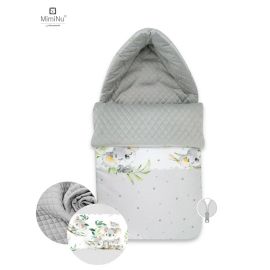 MimiNu - MimiNu - Sac de iarna universal, Impermeabil, Cu fermoar si gluga, Pentru carucior, Scaun auto, Saniuta, 94x45 cm, Koala Grey/Velvet Grey