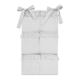 MimiNu - Organizator pentru patut, Din bumbac certificat Oeko Tex Standard 100, Cu 6 compartimente, Cu doua panglici, 70x40 cm, Cu volanase, Colectia Royal, Grey
