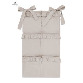 MimiNu - Organizator pentru patut, Din bumbac, Cu 6 compartimente, Cu doua panglici, 70x40 cm, Cu volanase, Colectia Royal Beige