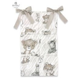 MimiNu - Organizator pentru patut, Din bumbac, Cu 6 compartimente, Cu doua panglici, 70x40 cm, Safari Beige