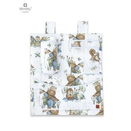 MimiNu - Organizator pentru patut si leagan, Din bumbac certificat Oeko Tex Standard 100, Cu 3 compartimente, 53x46 cm, Design, Let\'s Go Blue