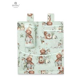 MimiNu - Organizator pentru patut si leagan, Din bumbac certificat Oeko Tex Standard 100, Cu 3 compartimente, 53x46 cm, Design, Let\'s Go Natural