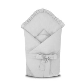 MimiNu - Paturica de infasat cu volanase, Cu multiple utilizari, Cu inchidere cu panglica, Dimensiune 75x75 cm, Din bumbac certificat Oeko Tex Standard 100, Cu Volanase, Colectia Royal, Grey