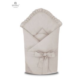 MimiNu - Paturica de infasat multifunctionala, 75x75 cm, Din bumbac, Cu Volanase, Colectia Royal, Beige