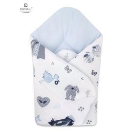 MimiNu - Paturica de infasat multifunctionala standard, 75x75 cm, Din bumbac, Baby Shower Blue/Blue