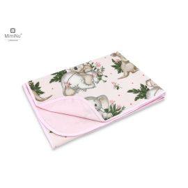 MimiNu - Paturica moale cu doua fete, Dimensiune 75x100 cm, Din bumbac certificat Oeko Tex Standard 100, Design, Baby Animals