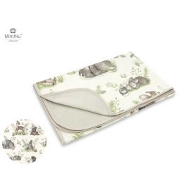 MimiNu - Paturica moale cu doua fete, Dimensiune 75x100 cm, Din bumbac certificat Oeko Tex Standard 100, Design, Calm Forest Natural