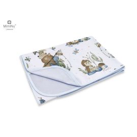 MimiNu - Paturica moale cu doua fete, Dimensiune 75x100 cm, Din bumbac certificat Oeko Tex Standard 100, Design, Let\'s Go Blue