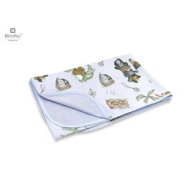MimiNu - Paturica moale cu doua fete, Dimensiune 75x100 cm, Din bumbac certificat Oeko Tex Standard 100, Design, Pirates Blue