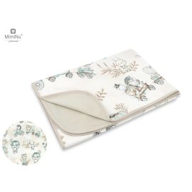 MimiNu - Paturica moale cu doua fete, Dimensiune 75x100 cm, Din bumbac certificat Oeko Tex Standard 100, Design, Zoo On Bikes Nugat