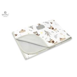 MimiNu - Paturica moale cu doua fete, Dimensiune 75x100 cm, Din bumbac certificat Oeko Tex Standard 100, Forest Friends Beige
