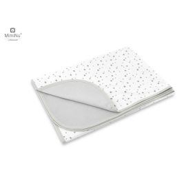MimiNu - Paturica moale cu doua fete, Dimensiune 75x100 cm, Din bumbac certificat Oeko Tex Standard 100, Mini Gray Stars