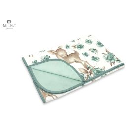 MimiNu - Paturica moale cu doua fete, Dimensiune 75x100 cm, Din bumbac certificat Oeko Tex Standard 100, Sweet Deer Mint