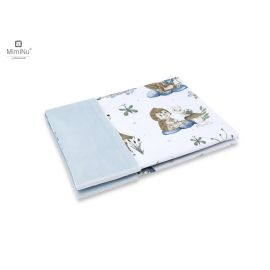 MimiNu - Paturica pufoasa cu doua fete, Dimensiune 75x100 cm, Din tesatura de catifea si bumbac, Materiale certificate Oeko Tex Standard 100, Design, Let\'s Go Blue