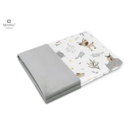 MimiNu - Paturica pufoasa cu doua fete, Dimensiune 75x100 cm, Din tesatura de catifea si bumbac, Materiale certificate Oeko Tex Standard 100, Forest Friends Beige