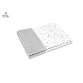 MimiNu - Paturica pufoasa cu doua fete, Dimensiune 75x100 cm, Din tesatura de catifea si bumbac, Materiale certificate Oeko Tex Standard 100, Mini Gray Stars