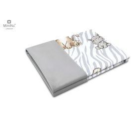 MimiNu - Paturica pufoasa cu doua fete, Dimensiune 75x100 cm, Din tesatura de catifea si bumbac, Materiale certificate Oeko Tex Standard 100, Safari Natural