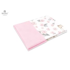 MimiNu - Paturica pufoasa cu doua fete, Dimensiune 75x100 cm, Din tesatura de catifea si bumbac, Materiale certificate Oeko Tex Standard 100, Sweet Deer Pink