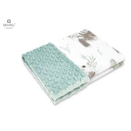 MimiNu - Paturica pufoasa cu doua fete, Dimensiune 75x100 cm, Din tesatura minky si bumbac, Australian Animals Beige