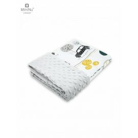 MimiNu - Paturica pufoasa cu doua fete, Dimensiune 75x100 cm, Din tesatura Minky si bumbac, Materiale certificate Oeko Tex Standard 100, Childrens Journey Grey