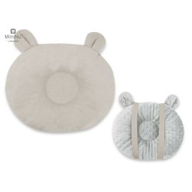MimiNu - Perna bebelusi Ursulet, Multifunctionala, Cu doua fete, Tesatura pufoasa minky si bumbac, Colectia Royal, Minky Beige