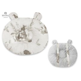 MimiNu - Perna bebelusi Ursulet, Multifunctionala, Cu doua fete, Tesatura pufoasa minky si bumbac, Design, Minky Calm Forest Beige