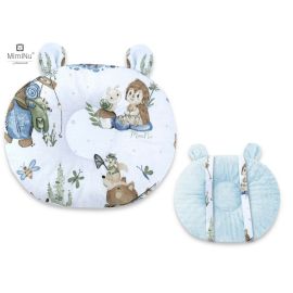MimiNu - Perna bebelusi Ursulet, Multifunctionala, Cu doua fete, Tesatura pufoasa minky si bumbac, Materiale certificate Oeko Tex Standard 100, Design, Minky Let\'s Go Blue