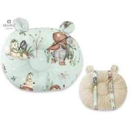 MimiNu - Perna bebelusi Ursulet, Multifunctionala, Cu doua fete, Tesatura pufoasa minky si bumbac, Materiale certificate Oeko Tex Standard 100, Design, Minky Let\'s Go Natural