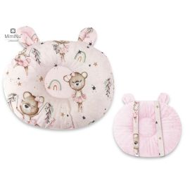 MimiNu - Perna bebelusi Ursulet, Multifunctionala, Cu doua fete, Tesatura pufoasa minky si bumbac, Materiale certificate Oeko Tex Standard 100, Design, Minky Little Ballerina Pink