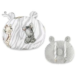 MimiNu - Perna bebelusi Ursulet, Multifunctionala, Minky Grey/ Safari Natural