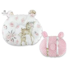 MimiNu - Perna bebelusi Ursulet, Multifunctionala, Minky Pink/ Sweet Deer Pink