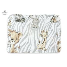 MimiNu - Perna clasica de dormit, Cu volanas, Cu husa detasabila cu fermoar, Din bumbac certificat Oeko Tex Standard 100, Pentru patut, carucior, balansoar, 30x40 cm, Safari Natural