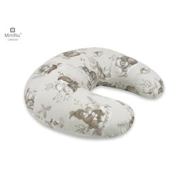 MimiNu - Perna pentru alaptat, Din bumbac certificat Oeko Tex Standard 100, Cu husa detasabila, Cu fermoar securizat, Circumferinta 155 cm, Design, Calm Forest Beige