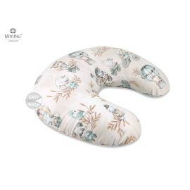 MimiNu - Perna pentru alaptat, Din bumbac certificat Oeko Tex Standard 100, Cu husa detasabila, Cu fermoar securizat, Circumferinta 155 cm, Design, Zoo on Bikes Nugat
