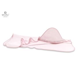 MimiNu - Prosop cu gluga 100x100 cm, Cu volanase, Colectia Royal, Powder Pink