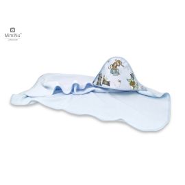 MimiNu - Prosop mare cu gluga, Dimensiune 100x100 cm, Din bumbac si thermo fleece, Materiale certificate Oeko Tex Standard 100, Design, Pirates Blue