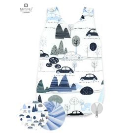 MimiNu - Sac de dormit pentru bebelusi, De iarna, Din bumbac, Cu fermoar lateral, Cu capse pe umar, 70 cm, 0 6 luni, 2.5 Tog, Childrens Journey Blue