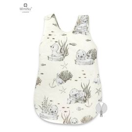 MimiNu - Sac de dormit pentru bebelusi, De iarna, Din bumbac, Cu fermoar lateral, Cu capse pe umar, 70 cm, 0 6 luni, 2.5 Tog, Design, Seal Beige
