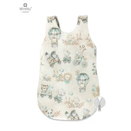 MimiNu - Sac de dormit pentru bebelusi, De iarna, Din bumbac, Cu fermoar lateral, Cu capse pe umar, 70 cm, 0 6 luni, 2.5 Tog, Design, Zoo on bike Nugat