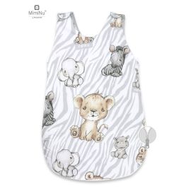 MimiNu - Sac de dormit pentru bebelusi, De iarna, Din bumbac, Cu fermoar lateral, Cu capse pe umar, 70 cm, 0 6 luni, 2.5 Tog, Safari Natural