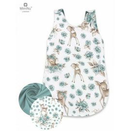MimiNu - Sac de dormit pentru bebelusi, De iarna, Din bumbac, Cu fermoar lateral, Cu capse pe umar, 70 cm, 0 6 luni, 2.5 Tog, Sweet Deer Mint