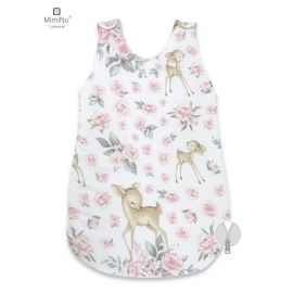 MimiNu - Sac de dormit pentru bebelusi, De iarna, Din bumbac, Cu fermoar lateral, Cu capse pe umar, 70 cm, 0 6 luni, 2.5 Tog, Sweet Deer Pink