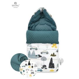 MimiNu - Sac de iarna universal, Impermeabil, Cu fermoar si gluga, Pentru carucior, Scaun auto, Saniuta, 94x45 cm, Children\'s Journey Grey/Velvet Nepalese Green