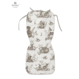 MimiNu - Salteluta pentru carucior, Reversibila, Cu doua fete, Din catifea matlasata si bumbac, Materiale certificate Oeko Tex Standard 100, Dimensiune 78 x 34 cm, Design, Calm Forest Beige/Beige