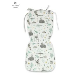 MimiNu - Salteluta pentru carucior, Reversibila, Cu doua fete, Din catifea matlasata si bumbac, Materiale certificate Oeko Tex Standard 100, Dimensiune 78 x 34 cm, Forest Friends Mint/Cold Mint